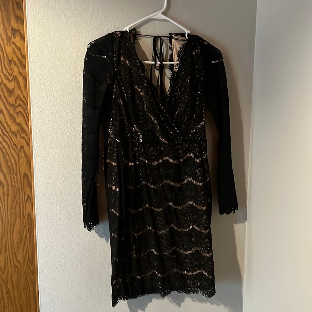 NWT Black Long Sleeve Open Back Dress